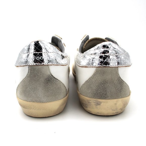NIB Golden Goose Superstar Sneaker White Leather Grey Suede Star Silver Print 37 - Picture 5 of 7
